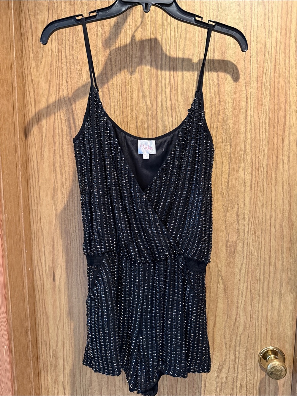 Parker Black Beaded V-Neck Romper